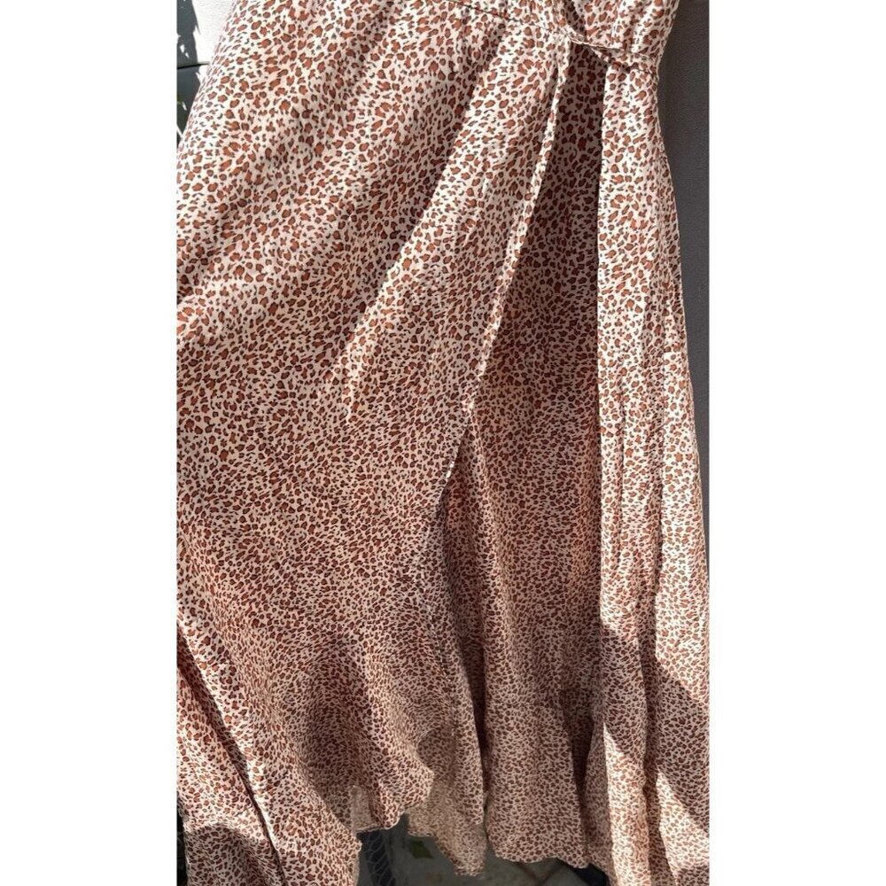Pretty Garden Long Sleeve Boho Leopard Print Maxi Dress Women’s Sz M Ruffle Hem - Picture 2 of 13